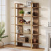 Five Tiered Bookshelf Metal Frame Beige Oakwoodfinish
