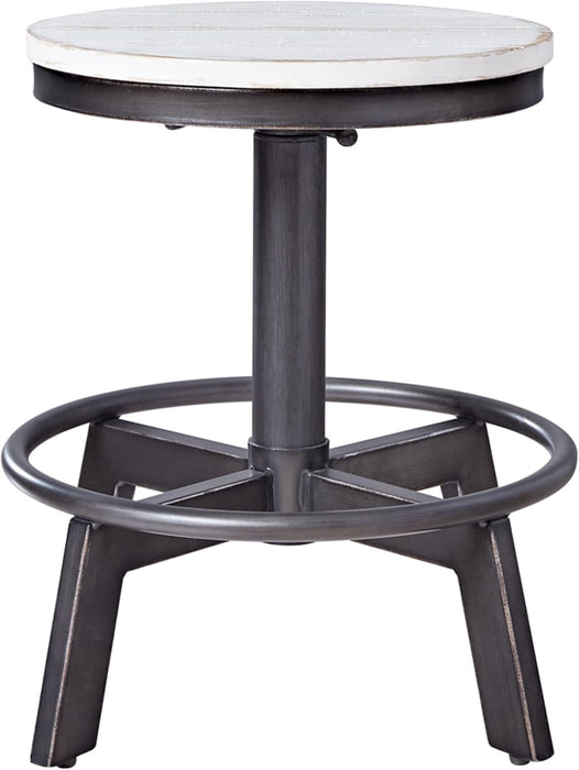 Torjin Industrial Adjustable Height Counter Barstool, 2 Count, White & Black