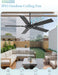 52 Inch Outdoor Ceiling Fan without Light, Waterproof IP65 Wet-Rated, Plug-In Black Ceiling Fan No Light, Remote Control with 6-Speed DC Motor, Hanging Fans with Cord for Patio Porch Gazebo