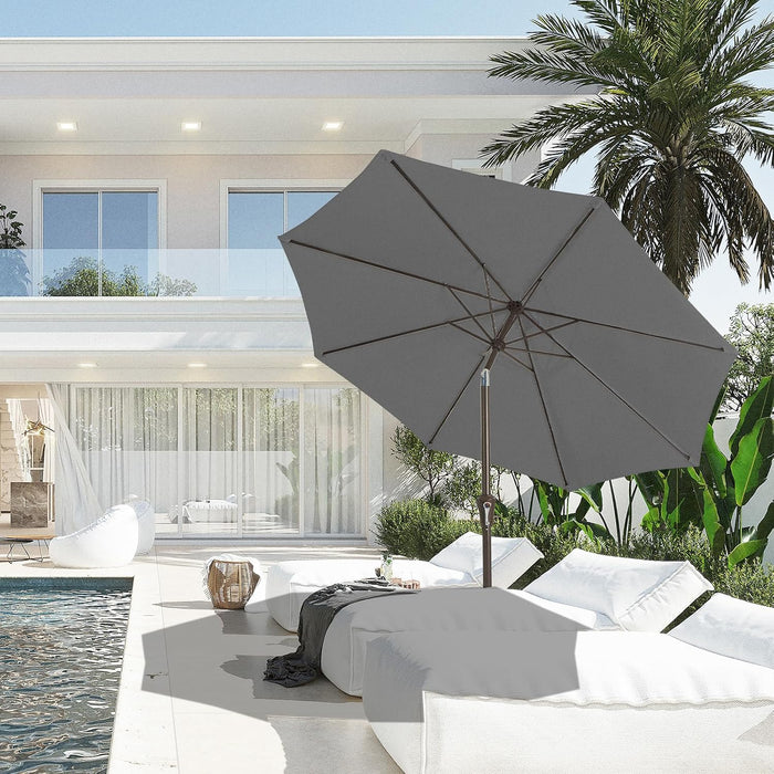10 Ft Outdoor Patio Umbrella W/Tilt and Crank, Gray
