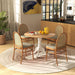round Dining Table, 39" D X 29" H, Rubber Wood Pedestal Table W/Round Tabletop & Curved Trestle Legs, 4-Person Dinner Table for Kitchen, Dining Room, Restaurant (Natural & White)
