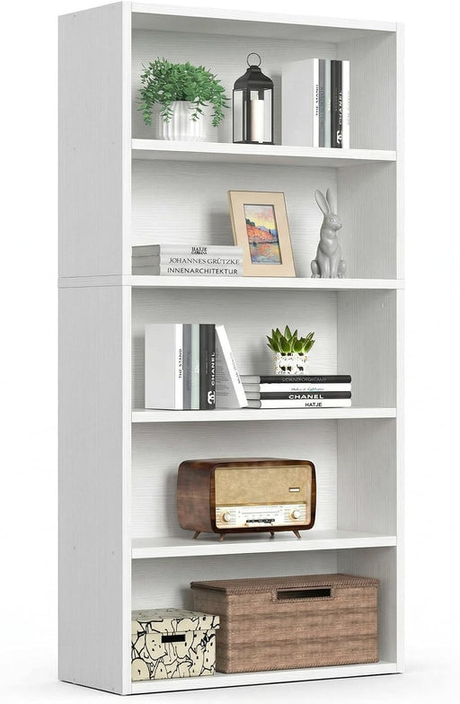 53 Inch Tall White Industrial Floorstanding Bookcase
