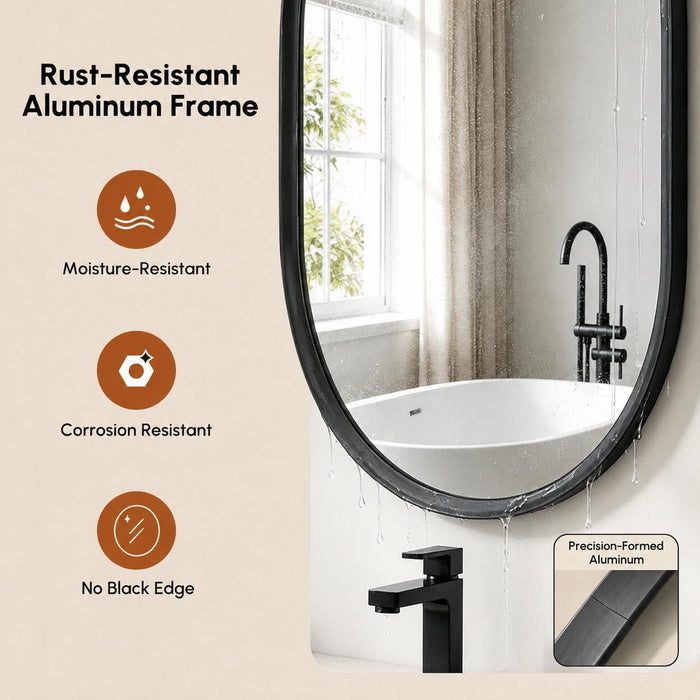 Black Oval Mirror 24X36 Inch, Oval Bathroom Mirror