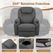 Recliner,Modern Fabric Rocking Chair with Massage,360 Degree Swivel Single Sofa Seat with Drink Holder