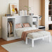Twin Size Murphy Bed with Bedside Shelves and Wardrobe, White Wooden Bed Frame with Large Drawer