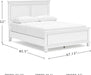 Signature Design by Ashley Fortman Transitional Queen Panel Bed with Tapered Feet, Foundation or Box Spring Needed, White