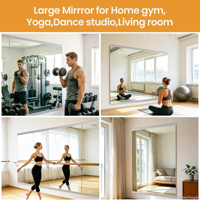 Home Gym Mirror, 48"X30"-2 PCS Gym Mirrors for Wall