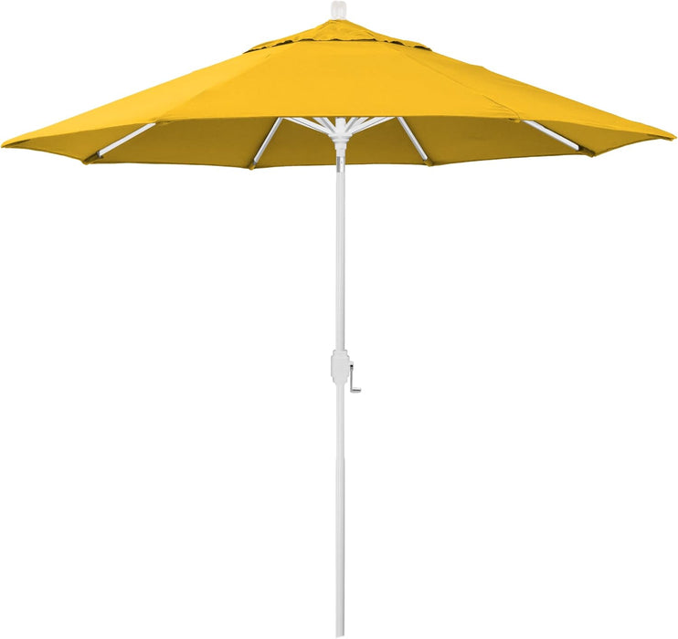 12-Year-Non-Fading, 9Ft Premium Sunbrella Patio Umbrella, Hand-Crank, Button-Tilt, White Frame, Sunflower Yellow Fabric