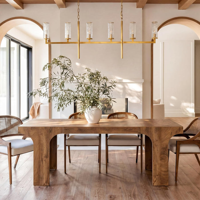70.9Inches PremiumHandcrafted Wood Dining Table Arched Legs