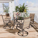 Patio Swivel Chairs Set of 4,Padded High Back Outdoor Chairs,Brown
