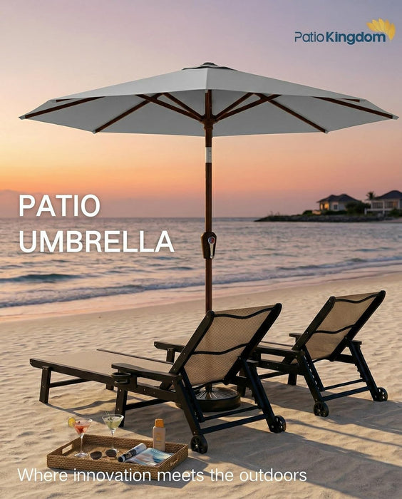 Patiokingdom 10FT Patio Umbrella with Push Button Tilt and Crank, Outdoor Market Umbrella with 8 Fiberglass Ribs, UV Protection Table Umbrella for Pool,Backyard,Garden,Deck