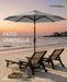 Patiokingdom 10FT Patio Umbrella with Push Button Tilt and Crank, Outdoor Market Umbrella with 8 Fiberglass Ribs, UV Protection Table Umbrella for Pool,Backyard,Garden,Deck
