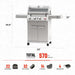 4 Burner Propane Gas Grill, Stainless Steel Outdoor Patio Barbecue Grill, with Broil Zone Fast Heating, Knob Control, and Easy Cleanup, M410MBZ