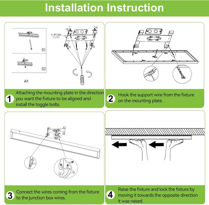 1X4 FT LED Flat Panel Selectable CCT Flush Mount Light,4800Lm,48W Dimmable Ultra Slim Edge-Lit Ceiling Light, 3000K/4000K/5000K Built-In Driver Surface Mount Lights for Kitchen Garage,2 Pack