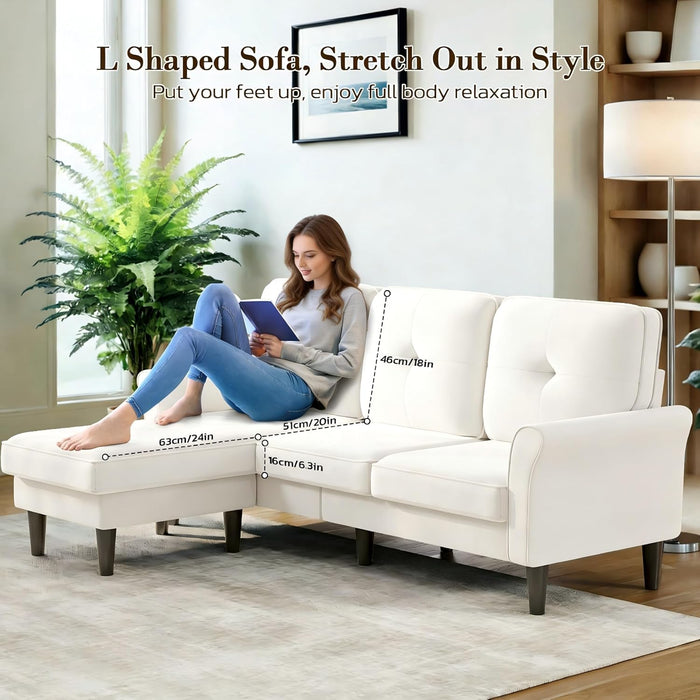 Beige 83Inch Contemporary Sectional Sofa With Ottoman