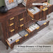 54" Wide Fluted 9 Drawer Dresser for Bedroom, Dark Walnut