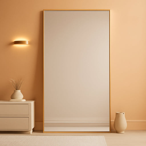 77"X38" Rectangle Full Body Floor Mirrors, Full Length Mirror Hanging or Leaning, Aluminum Alloy Frame Wall Mirror for Bedroom, Dressing Room, Gold