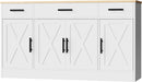 Buffet Cabinet with Storage,53.4" Large Kitchen Storage Cabinet with 3 Drawers and 4 Doors,Wood Farmhouse Buffet Sideboard with Adjustable Shelf for Kitchen Living Room, White