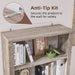 70" Grey Tall Bookcase, 5 Tier Wooden Standing Farmhouse Bookshelf
