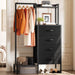 Black Dresser with Hanging Rack - Small Closet with 4 Fabric Storage Drawers, 44" H Dresser with Clothes Rack, Chest of Drawer, Kids Dressers for Bedroom, Entryway, Living Room, Sturdy Frame