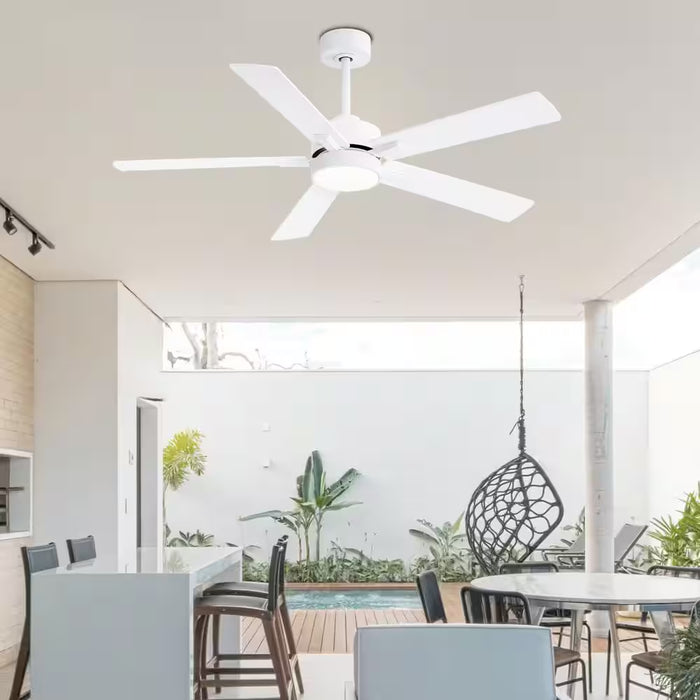 Charlie 52 In. Integrated LED Indoor White Ceiling Fans with Light and Remote Control Included