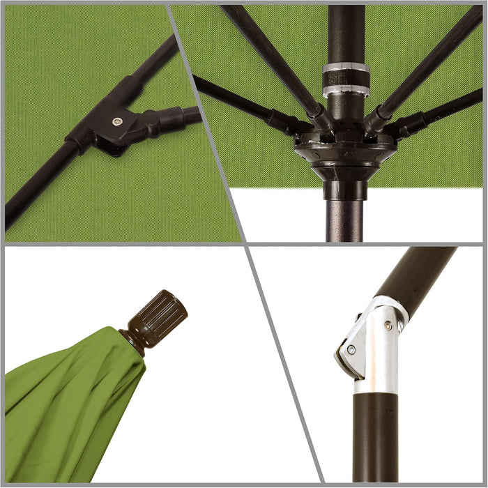 7.5' round Crank Lift, Collar Tilt, Aluminum Pole, Fiberglass Rib Patio Umbrella, Bronze Finish