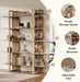 Five Tiered Bookshelf Metal Frame Beige Oakwoodfinish