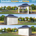 10'X12' Gazebo Hardtop, Galvanized Steel Double Roof Metal Gazebo with Aluminum Frame, Permanent Outdoor Pavilion with Curtain and Netting for Patio Lawn and Garden, Blue