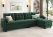 Velvet Convertible Sectional Sofa L Shaped Couch with Storage Ottoman Reversible Sectional Couch Sofa for Small Space,Green