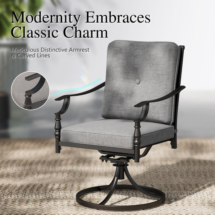 Patio Swivel Chairs, Metal Armchairs W/Cushions, 4PCS