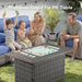 Luxury Patio Furniture Set with Fire Pit Table-6 Pieces All Weather Outdoor Swivel Rocker Chairs with Sofa and Ottomans. Outdoors Patio Conversation Sets for Porch Deck Garden Backyard(Grey/Blue)