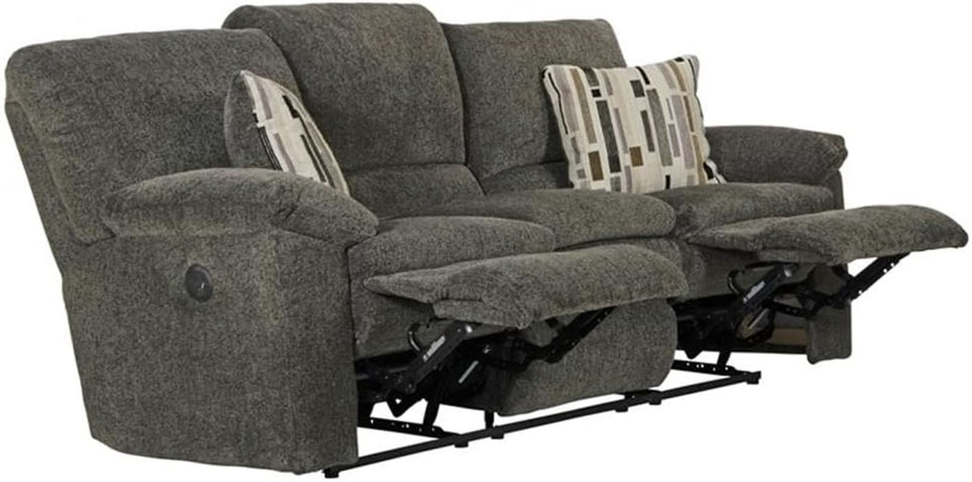 Maxim Power Reclining Sofa in Soft Charcoal Gray Polyester Fabric