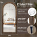 Arched Full Length Mirror with Stand, 75X35 Brown Wood Floor Mirror