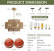 17.7" Rattan Chandelier for Dining Room, Large Boho Pendant Light