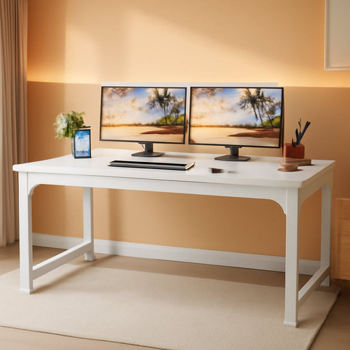 63 Inch Large Executive Computer Office Desk, White