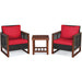 3 Pieces Acacia Wood Patio Furniture Set with Coffee Table