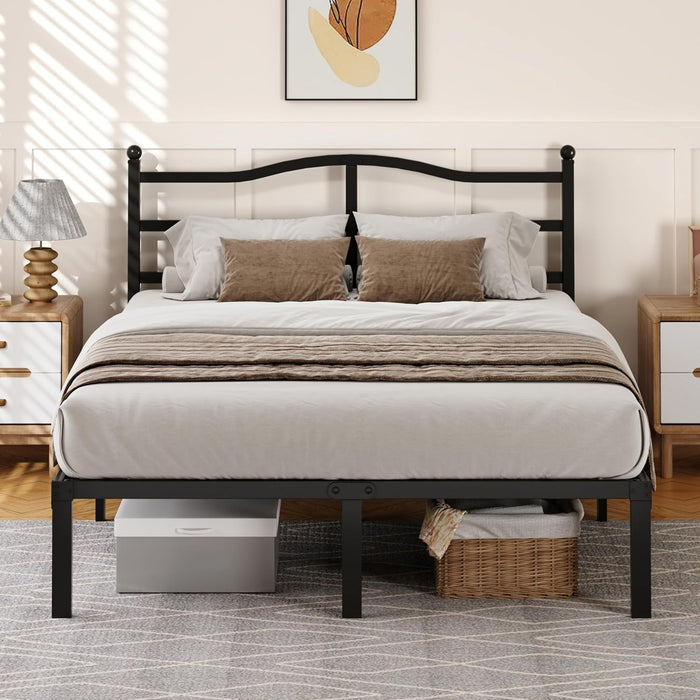 14 Inch Queen Bed Frame with Headboard, Heavy Duty Metal Platform Bed Frame Queen Size Mattress Foundation with Sturdy Steel Slats, Easy Assembly Noise Free