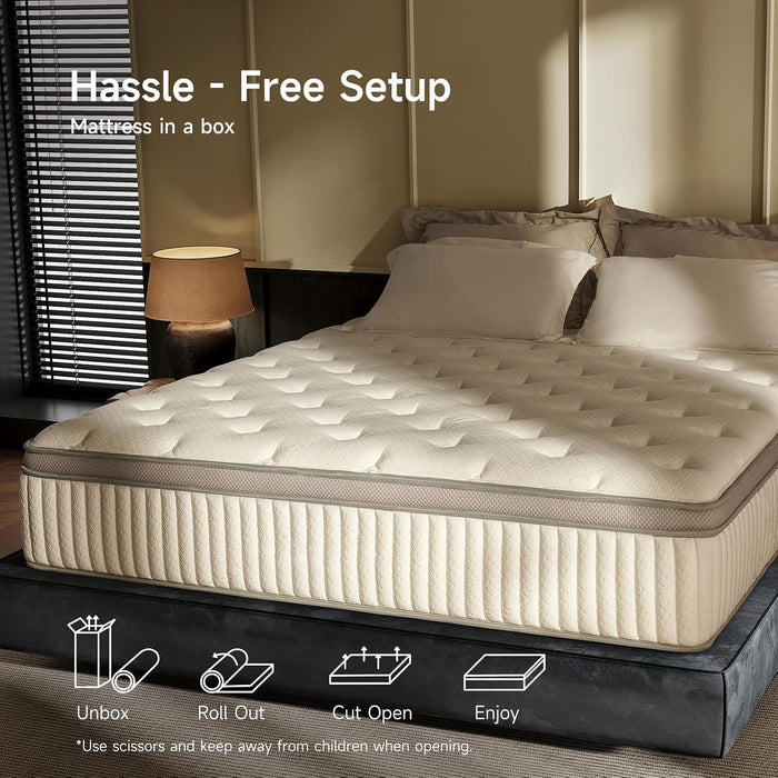 Queen Mattress, 12 Inch Hybrid Queen Mattress in a Box, Memory Foam & Individual Pocket Springs, Medium Firm, Motion Isolation, Ideal for All Sleep Positions, Certipur-Us Certified