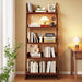 5 Tier Ladder Shelf, Ladder Bookshelf with Wood Frame