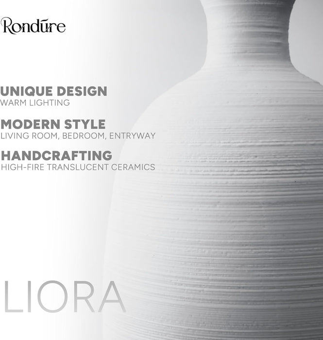 10.4" Modern Ceramic Table Lamp, Fully Dimmable Modern Bedside Lamps for Bedroom, Living Room and Nightstand, White Translucent Ceramic Shade, Warm Ambient Lighting, Corded, Bulb Included