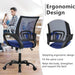 Office Chair Computer Chair Ergonomic Cheap Desk Chair Adjustable Comfortable Mid Back Task Rolling Swivel Chair with Lumbar Support for Home Office Desk (Blue)