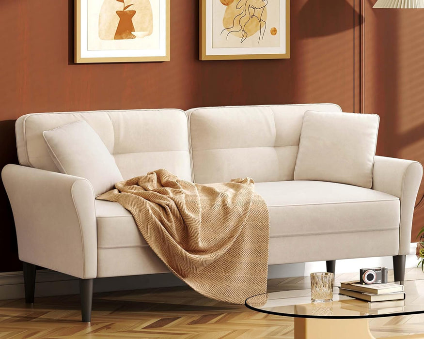 Modern White Velvet Loveseat Sofa for Living Room