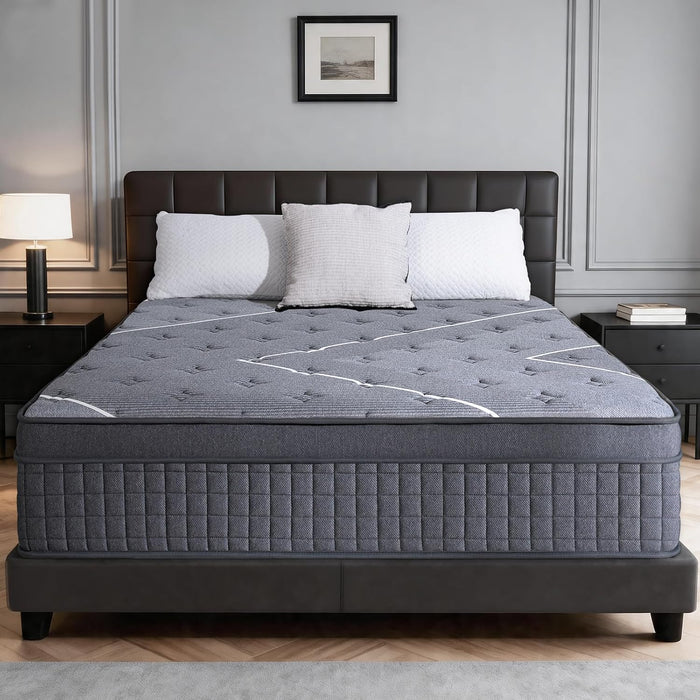 Full Mattress 12 Inch, Luxury Hotel-Level Hybrid Mattress in a Box, Cooling Gel Memory Foam & Upgraded Pocket Springs, Enhanced Back & Lumbar Hip Support, Back Pain Relief,Medium Firm,365-Night Trial