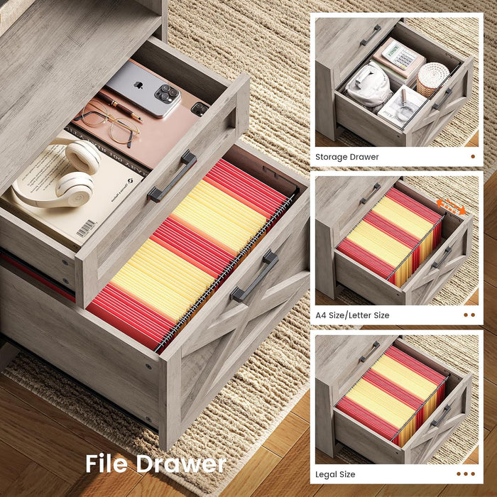 63" Executive Office Desk with 5 Drawers, Grey