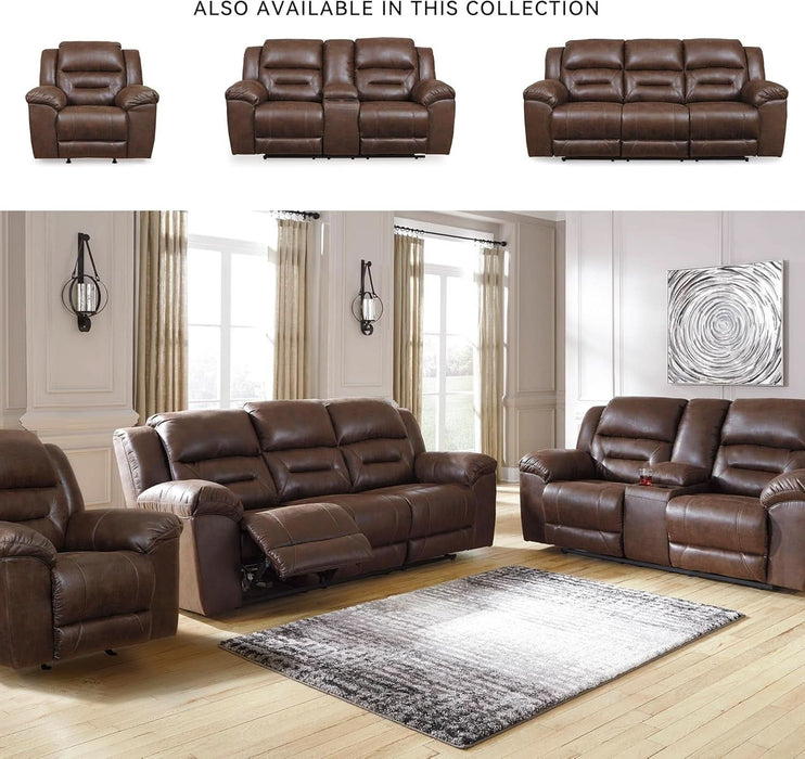 Stoneland Faux Leather Manual Pull Tab Reclining Sofa, Dark Brown