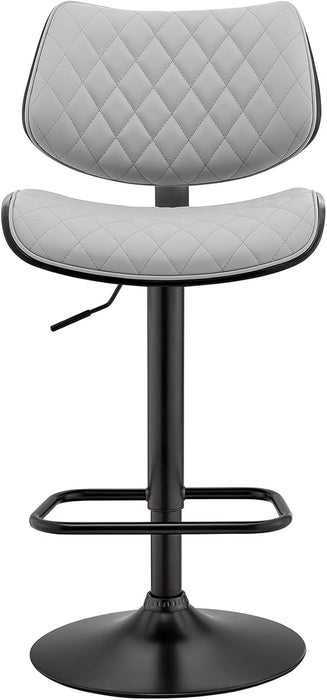 Leland Adjustable Grey Faux Leather and Black Finish Bar Stool