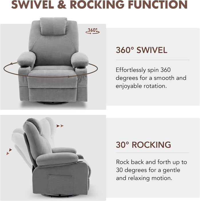 Swivel Recliner with Heat and Massage