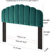 Tufted Velvet Upholstered Headboard Channel, Queen Full Size Bed Adjusted Height 42-50 Inch, Teal