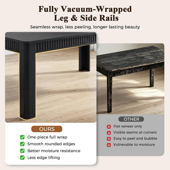70" Rectangle Dining Table for 6-8, Wooden Kitchen Table, Black