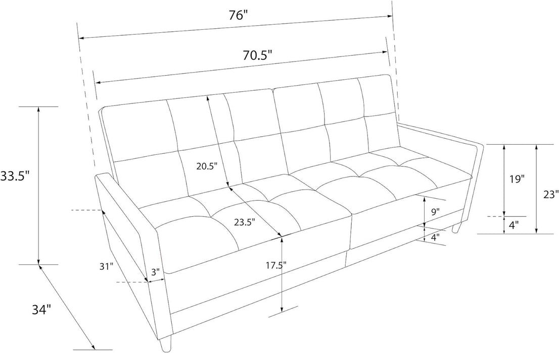 Modern Navy Futon Sofa Bed